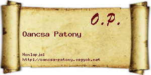 Oancsa Patony névjegykártya